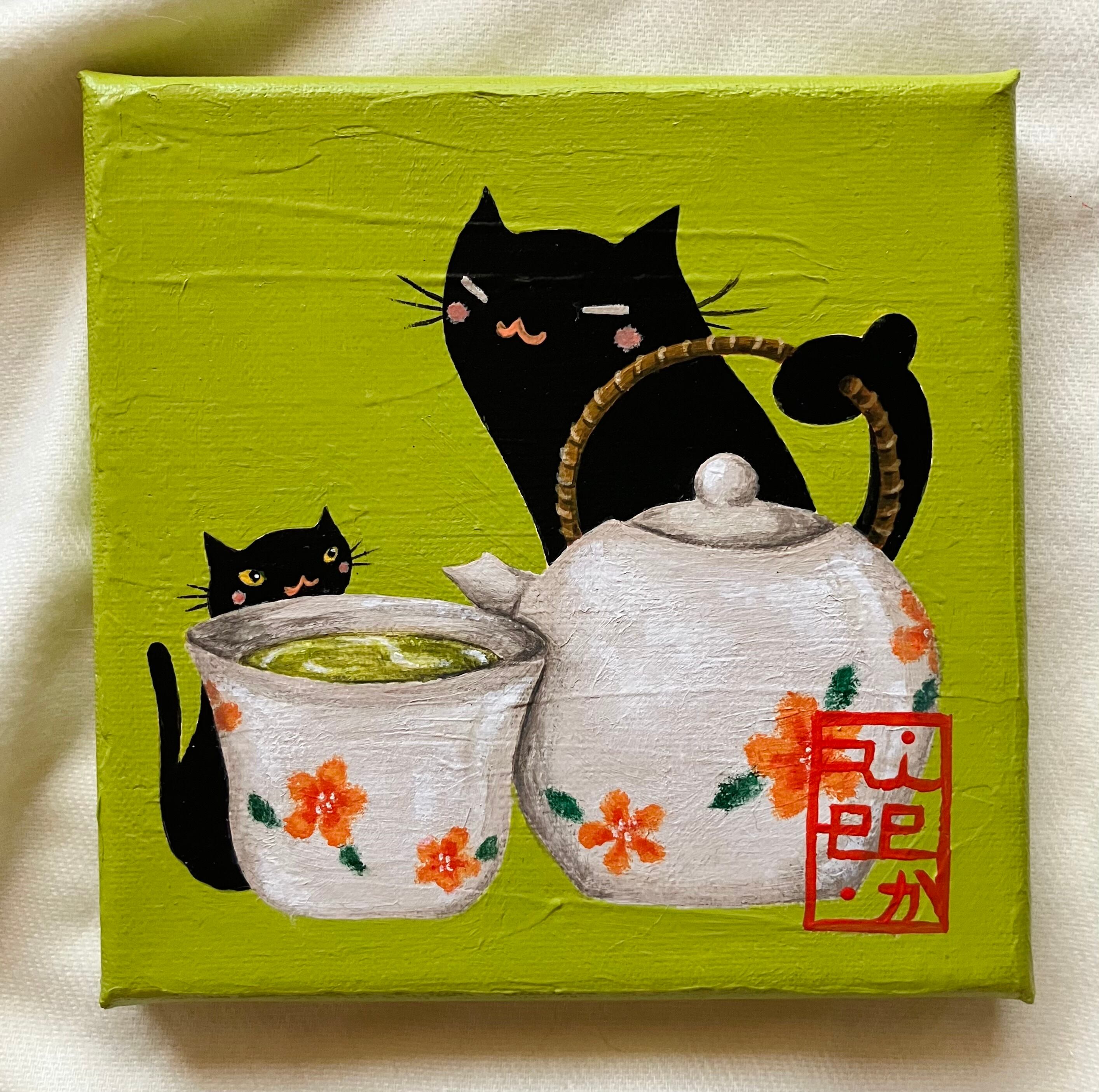 Suicat／原画 キャンバス 絵 絵画 アート イラスト 猫 白猫 | Riee .か