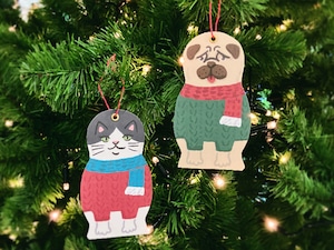 紙me×yukino ダイカットカード「マトリョーシカ」猫&パグ