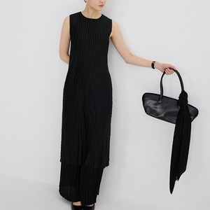 Pleated Sleeveless Dress【3color】 T0758