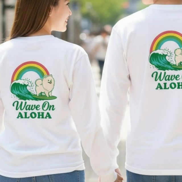 Waveonポメラニアンユニセックス長袖TシャツDA0014