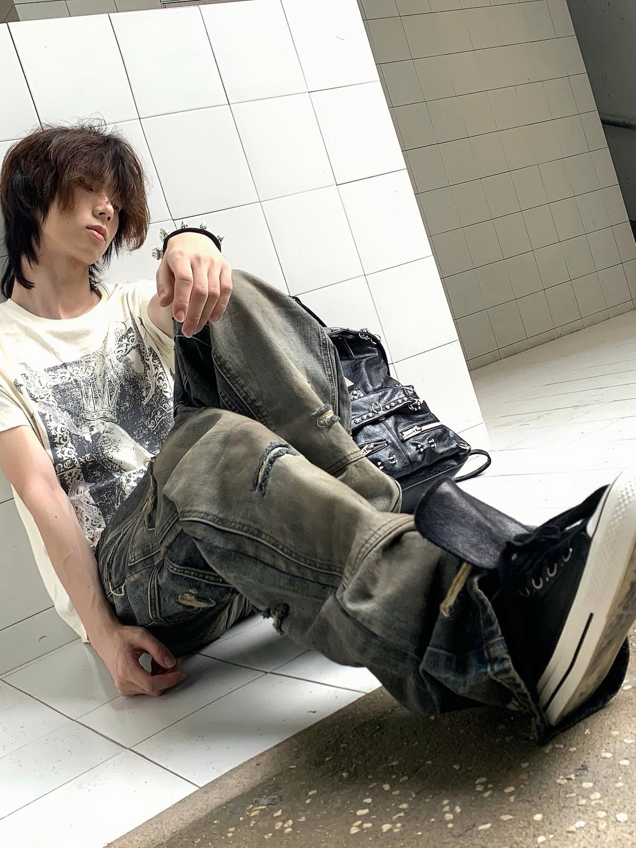 【TH4SWE】Distressed Dirty Wash Carpenter Jeans