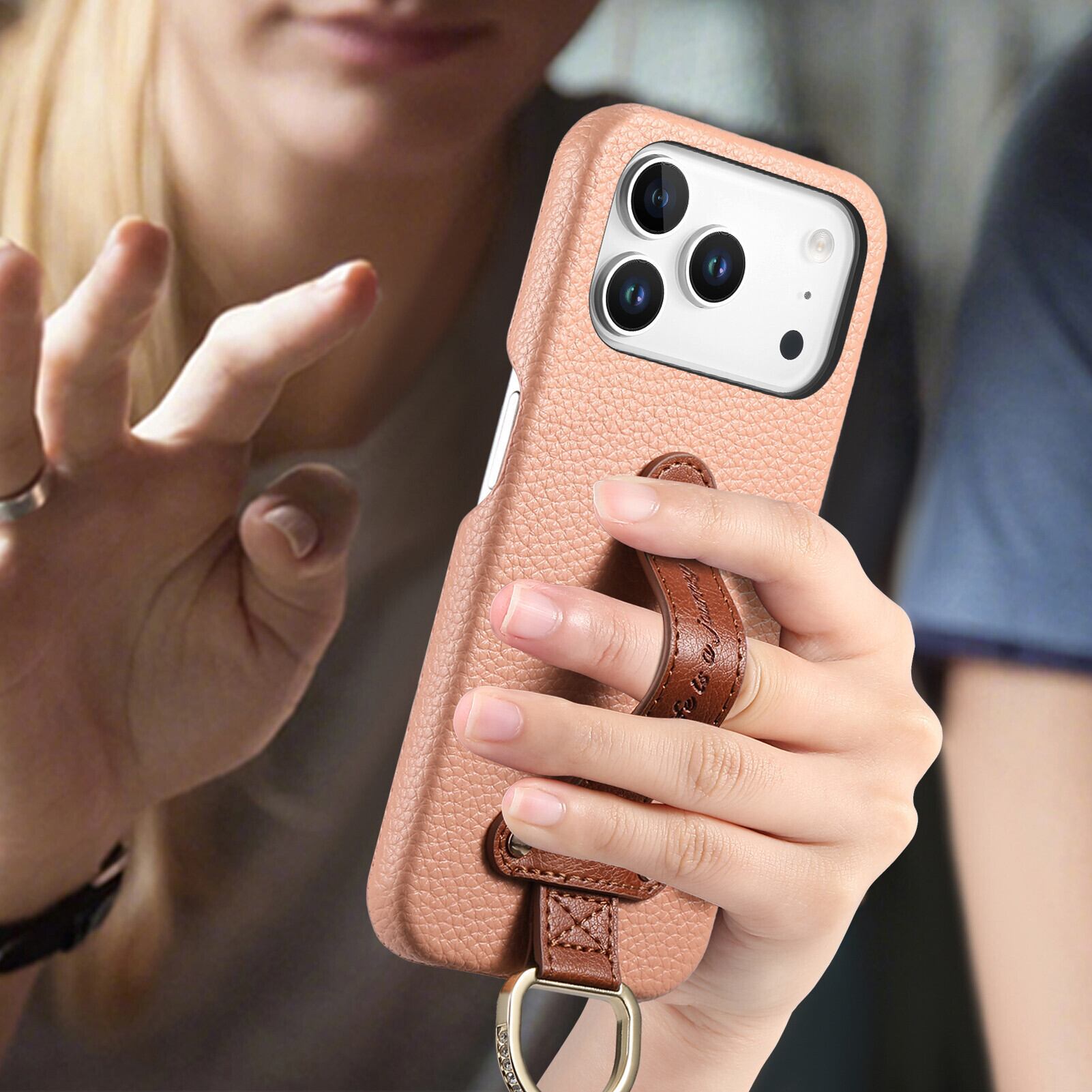 ベルト付 iPhone 17 16 15 14 13 12 ケース ラインストーンリング付