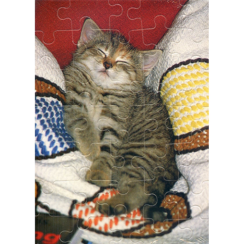 猫グリーティングカード(パズル型ポストカード)仰向け | マスノヤ