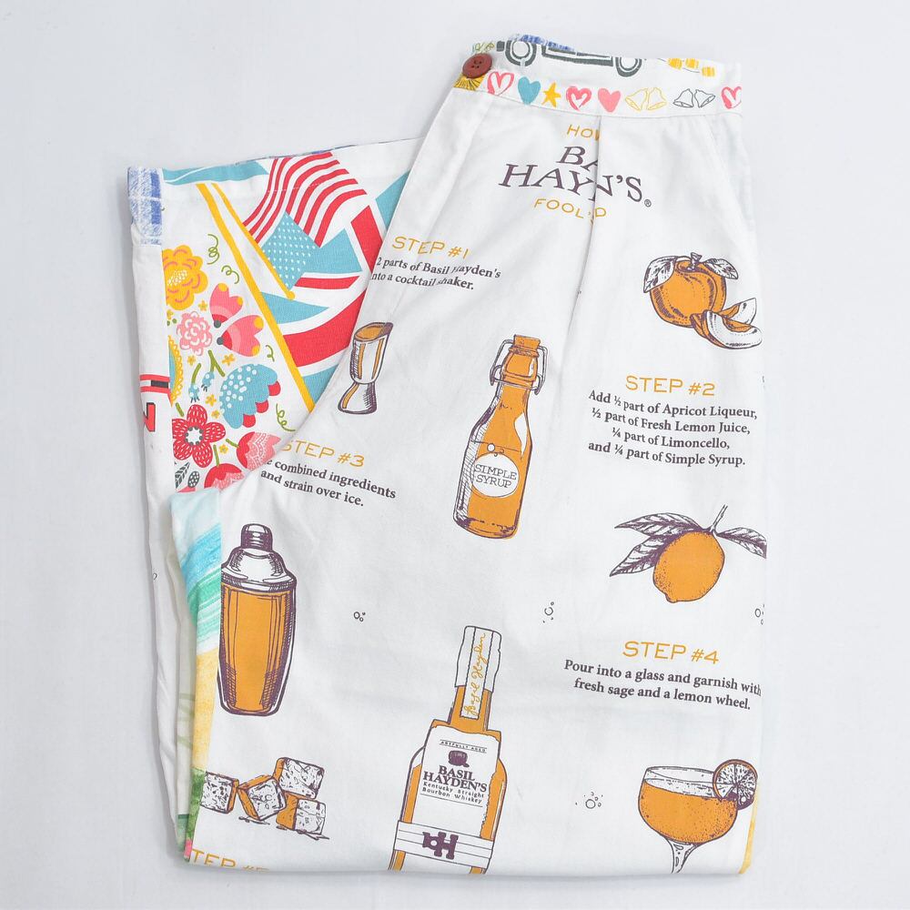 Remakeリメイク ヴィンテージ テキスタイル パッチワーク デザイン 再構築 ワイド ルーズシルエット バギーパンツ ツギハギ 古着 裏地付き レディースW71~90cm