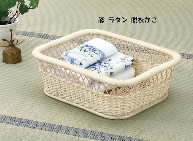 ラタンランドリーワゴンキャスター付 幅63cm 籐家具 ラタン収納（842） | ‎