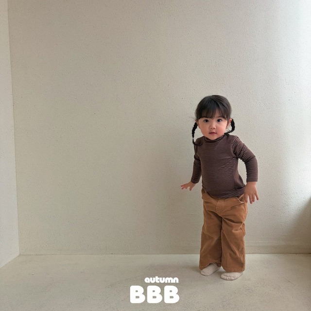 《予約》送料無料【Bella bambina】Stripe Mock Neck Tee
