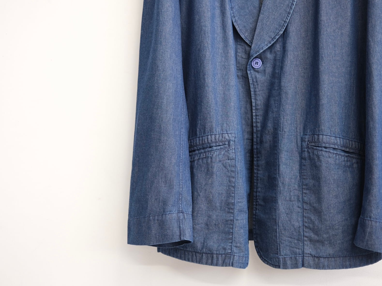 SEEALL” OVERSIZED SHAWL COLLAR JACKET DENIM RIGID” | Lapel online