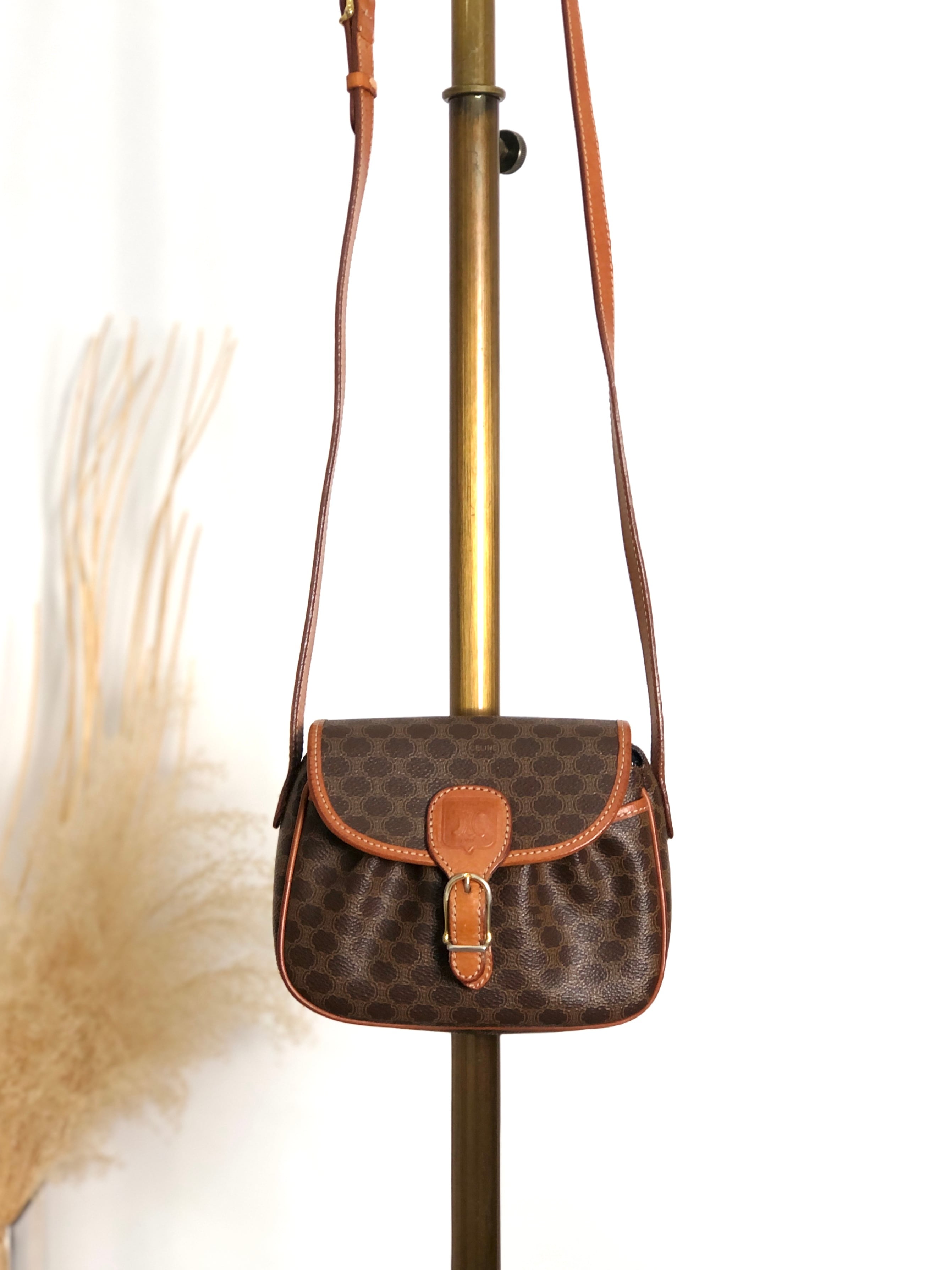 CELINE セリーヌ マカダム ショルダーバッグ ブラウン ブラゾン型押し
