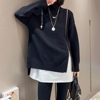 knit zip layered tops / l0990
