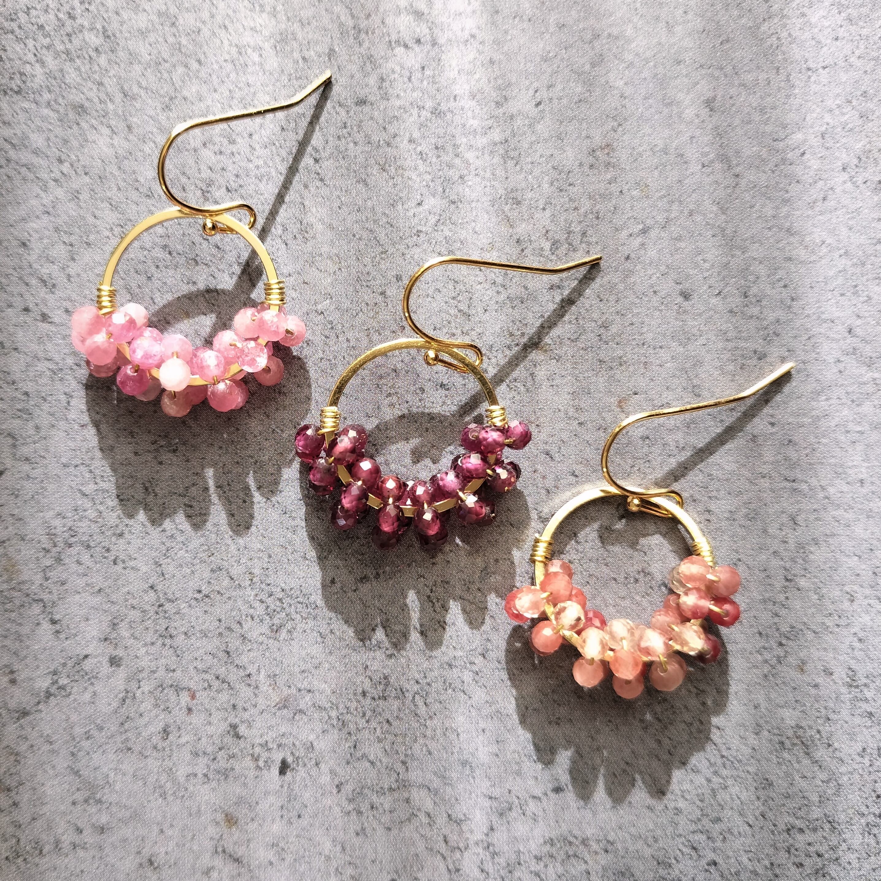 レア！天然石　アフガナイト　ワイヤーラッピング　ピアス　14kgf レア！天然石 アフガナイト ワイヤーラッピング ピアス 14kgf