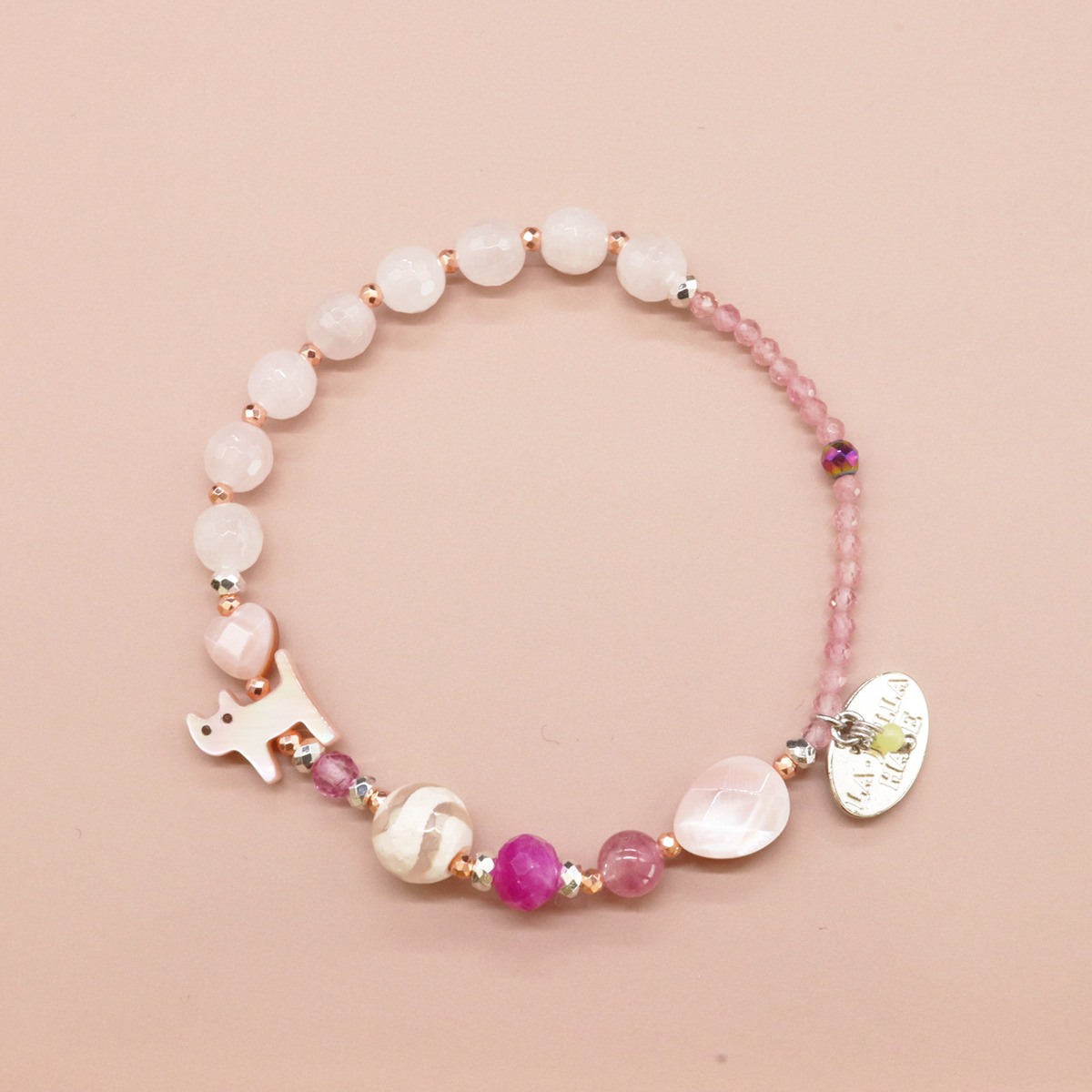 Pink! Pink! Pink!】水紋天珠×ピンクトルマリン×ローズクォーツ 