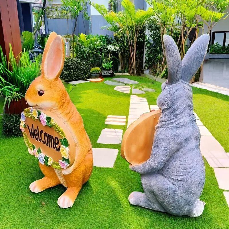 ウェルカムボード かわいい うさぎ ウサギ 庭飾り 置物 ガーデン