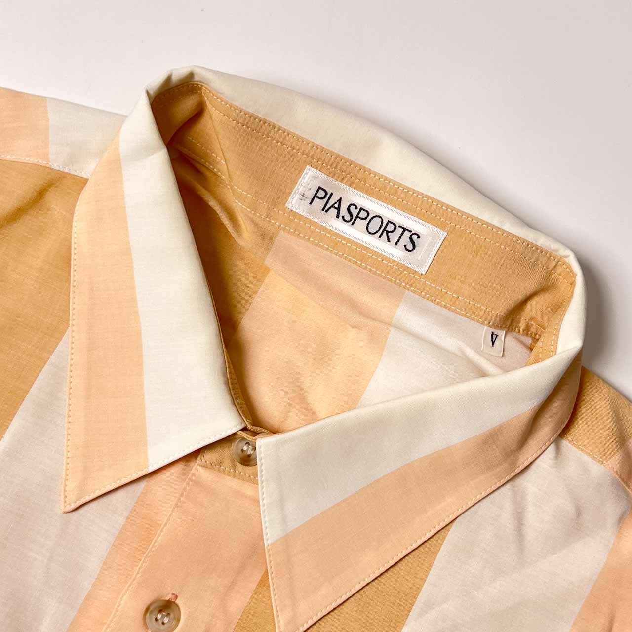 PIASPORTS ピアスポーツ ストライプ 半袖シャツ 5/うすピンク系 メンズ