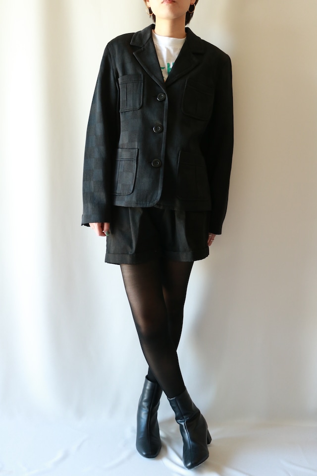 Vintage black check tailored jacket