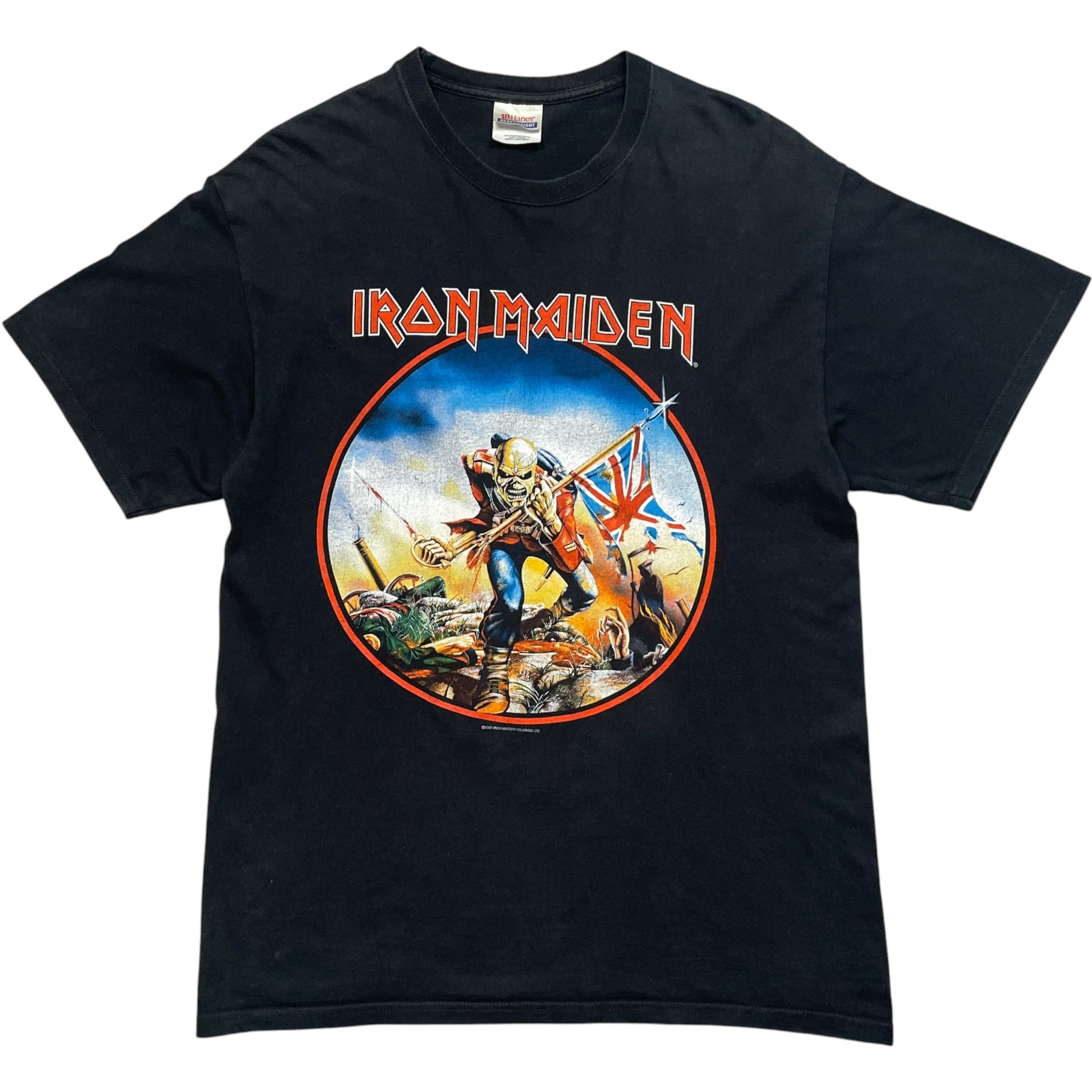 《L》Hanes ヘインズ バンドTシャツ アイアン・メイデン フロントプリント バックプリント ブラック no.10357