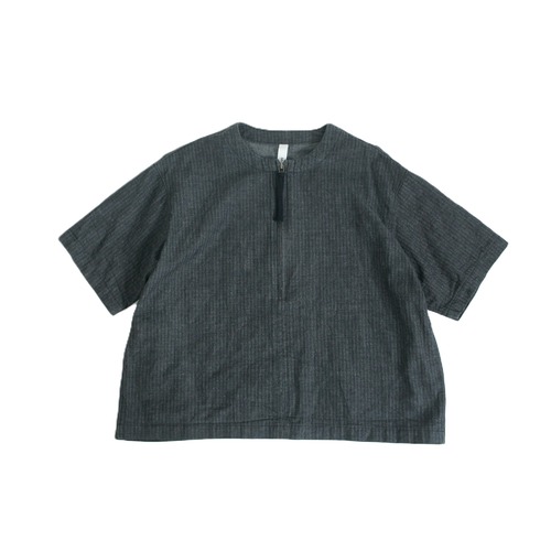MOUN TEN.(マウンテン)/ herringbone denim half zip shirt / slategray / 110,125,140