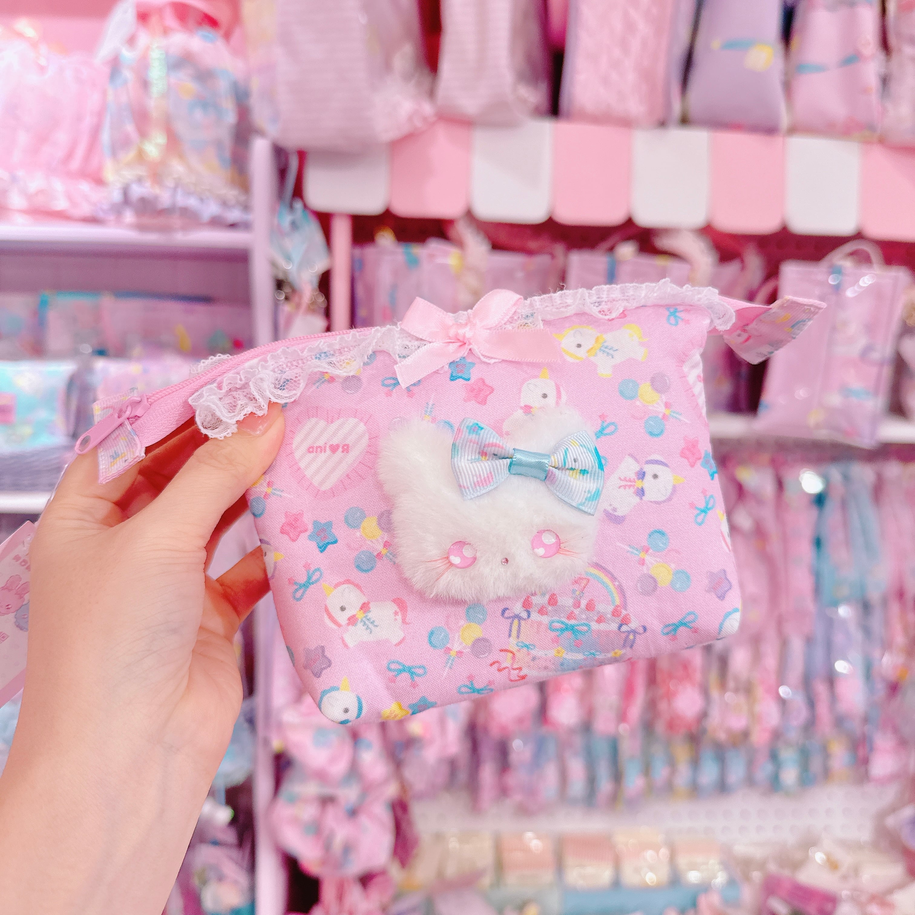 【E7】155-4ぬいぐるみ付きツインルームポーチ