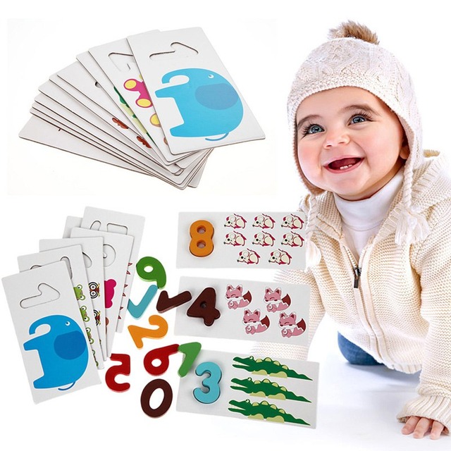 10ピースデジタルボード木製手紙デジタルカード子供知育玩具啓蒙カード用12ヶ月以上の赤ちゃん