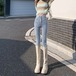 【人気商品】韓国版薄手ハイウエストライトカラージーンズ女性春秋新作モデル