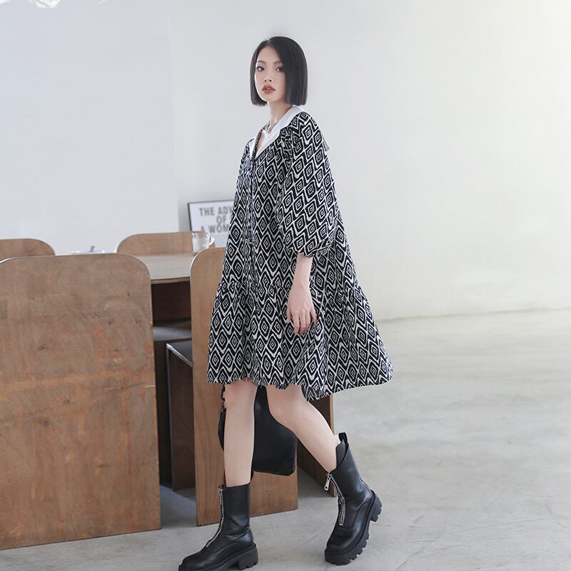 カラースカート オータムルーズスリムドレス 薄手カジュアルスリーブAラインロング 秋物 ラブタオタオダレンハウス65269043918