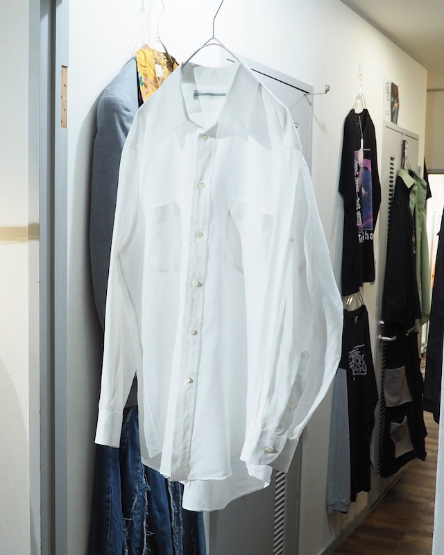 1990s " Courreges homme " Vintage pure White linen Dress shirt