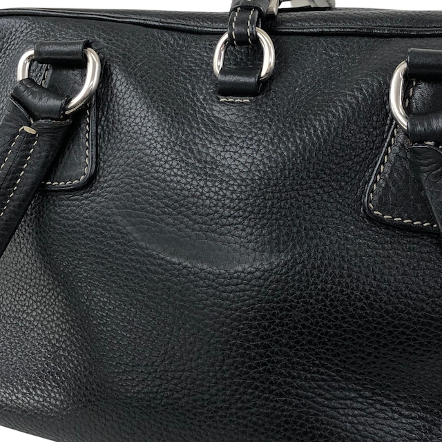 PRADA プラダ ハンドバッグ ブラック ロゴ型押し レザー ミニボストン vintage ヴィンテージ オールド wuztbm