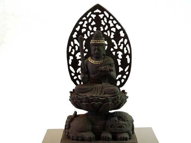 備長炭仕上げ 十二支守り本尊 文殊菩薩(卯) 約180mm×95mm×65mm 風水 開運 置物 プレゼント ギフト 送料無料