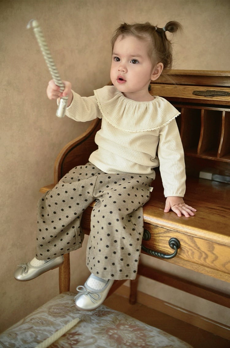 2color 襟付きリブトップス