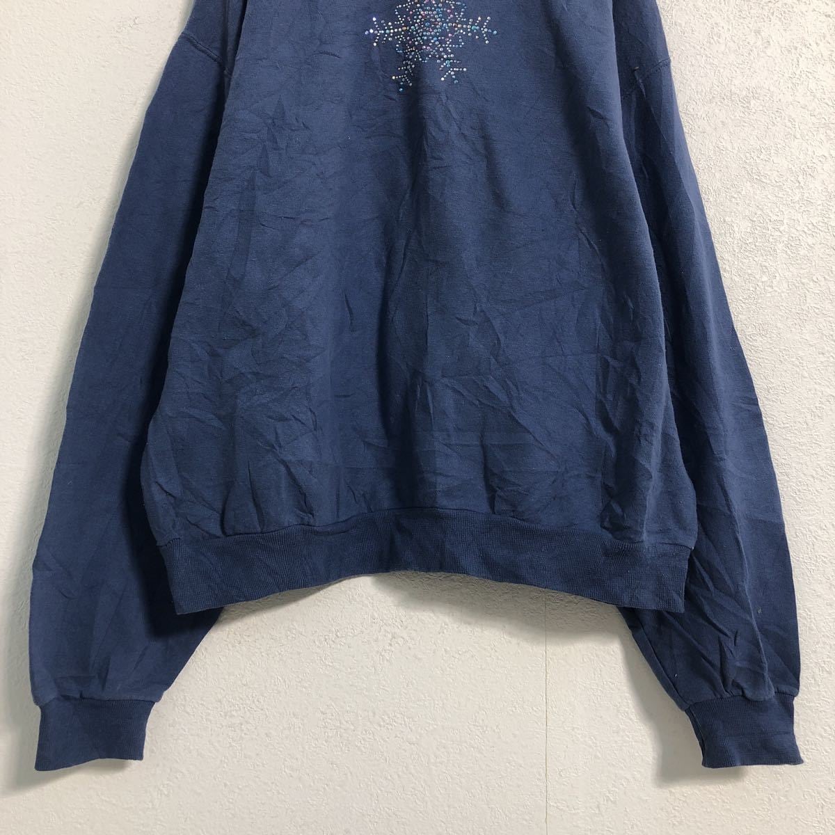 top stitch ロゴ スウェット トレーナー レディース L ブルー ライン