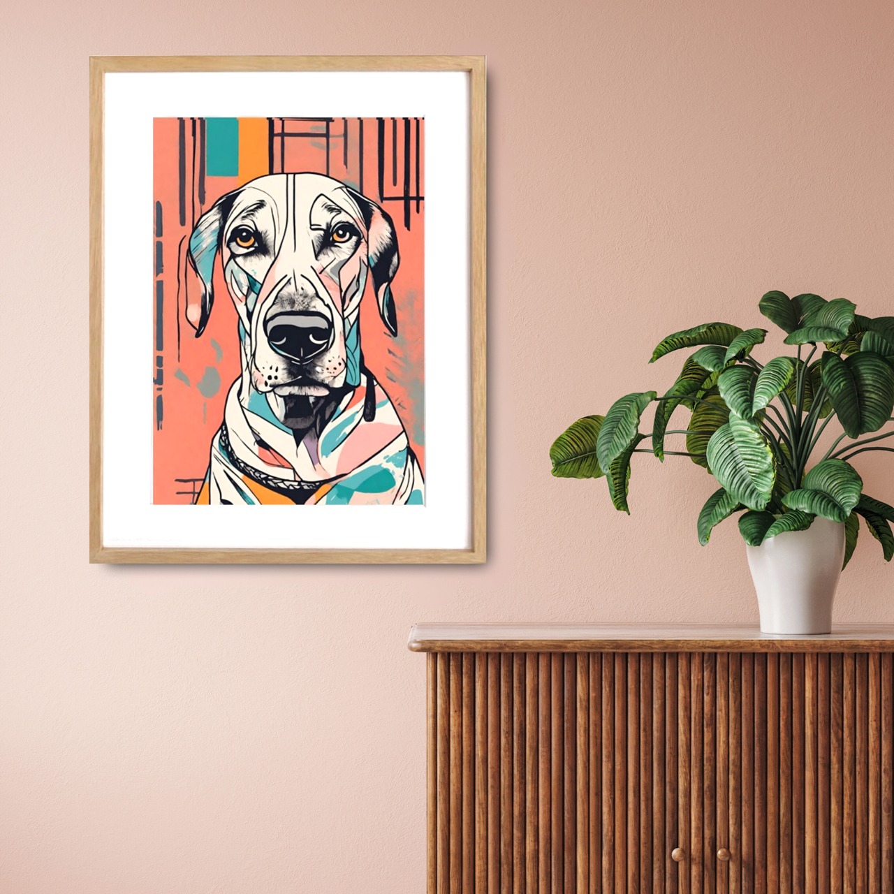 Brother｜犬の兄弟をカラフルに描いた抽象アートポスター｜ポップで明るいインテリアに映える1枚｜ A3ポスター