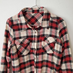 【USED】ネルシャツ　赤 柔らか素材