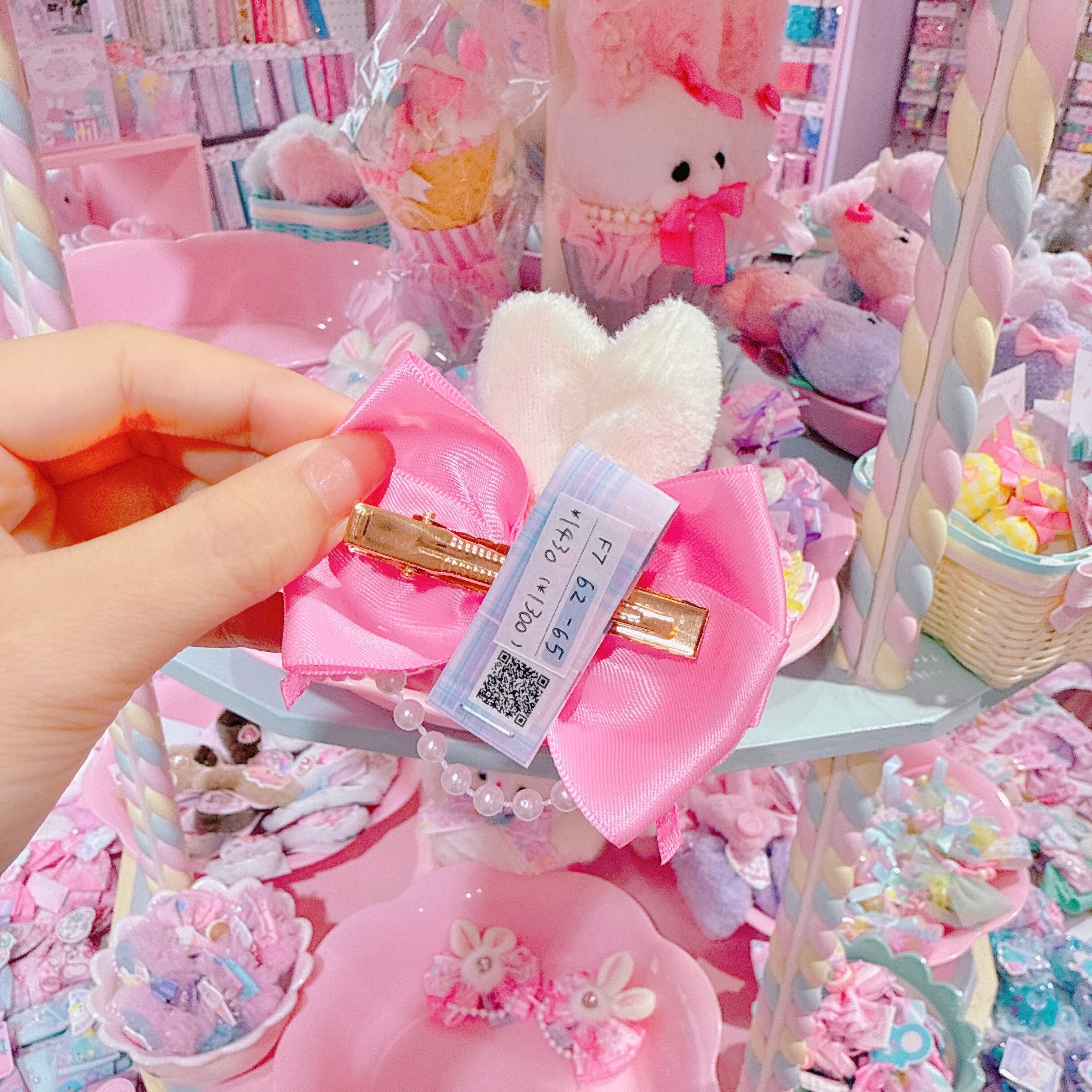 【F7】62-65うさ耳リボンヘアクリップ