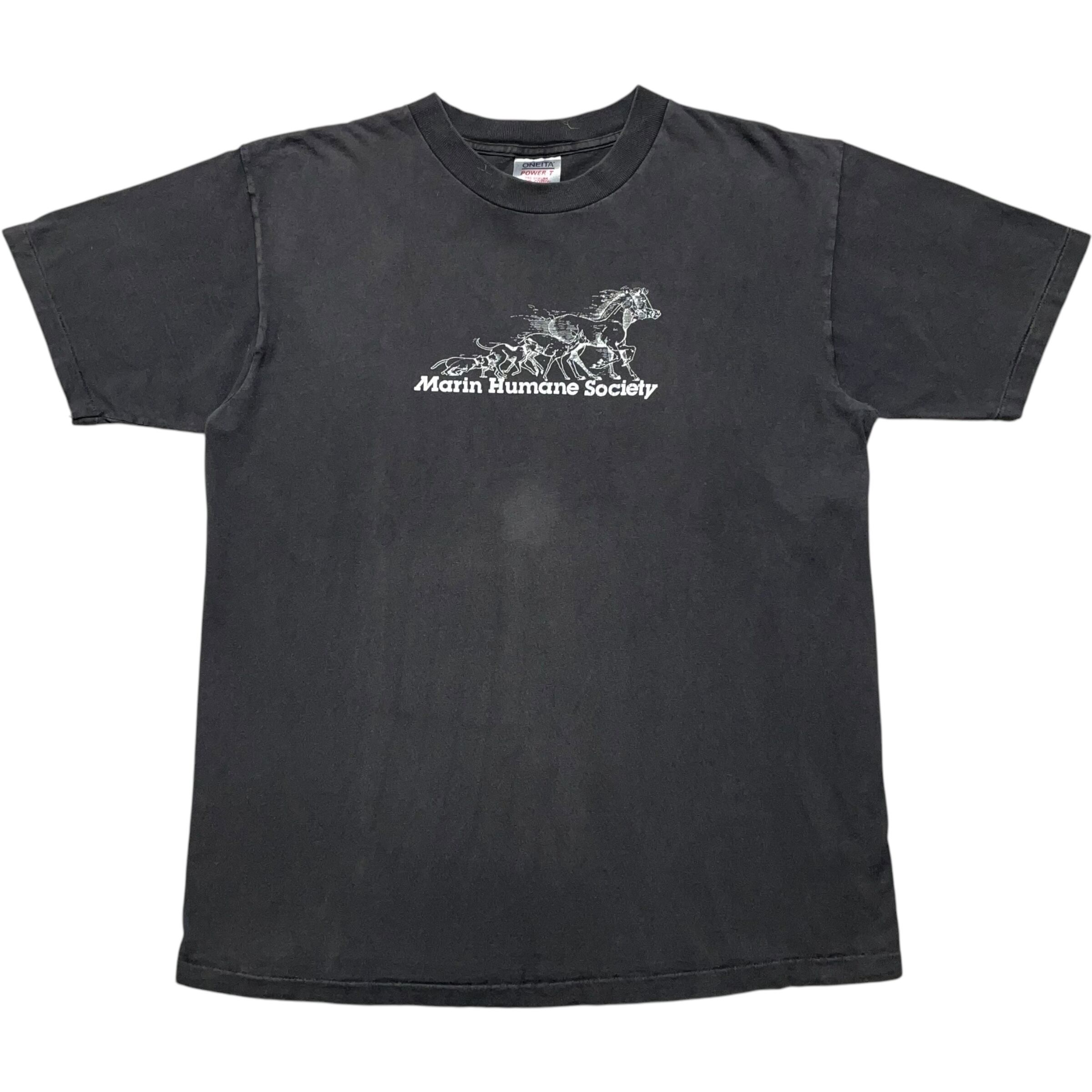 《XL》ONEITA オニータ Tシャツ アニマルシェルター プリント シングルステッチ ブラック USA製 90年代 vintage no.6769