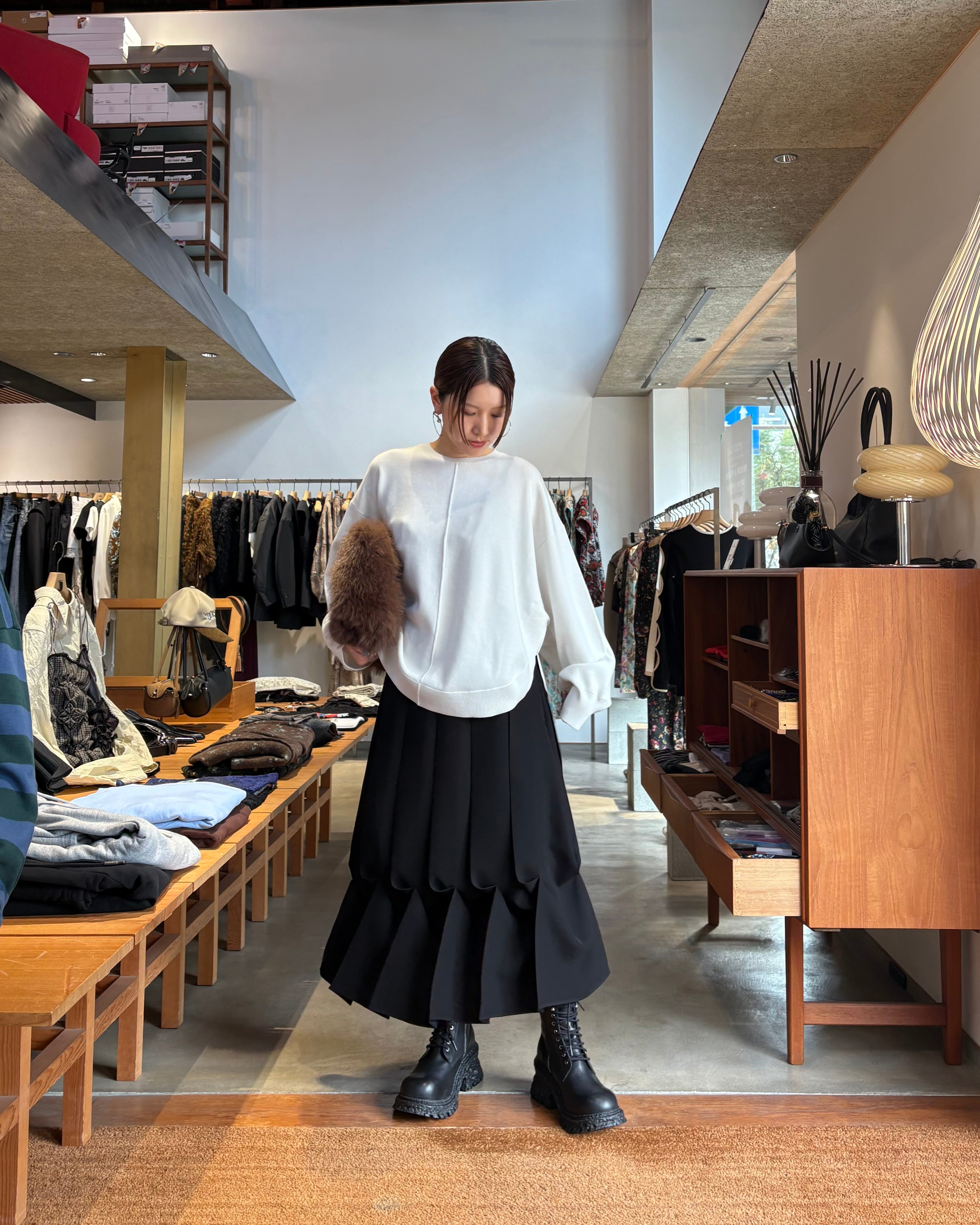 26AW | WOMEN】ENFOLD エンフォルド / スカート / DRAPE-HEM SKIRT