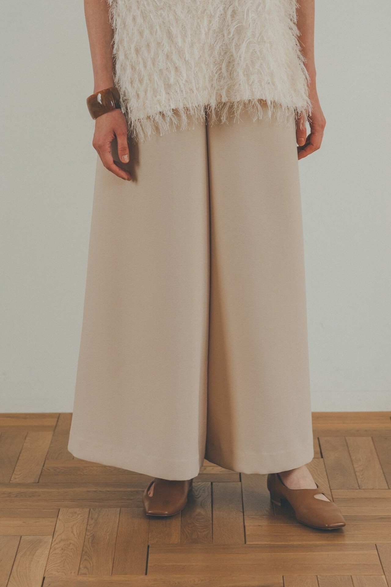 CLANE クラネ　GEORGETTE LOOSE WIDE PANTS