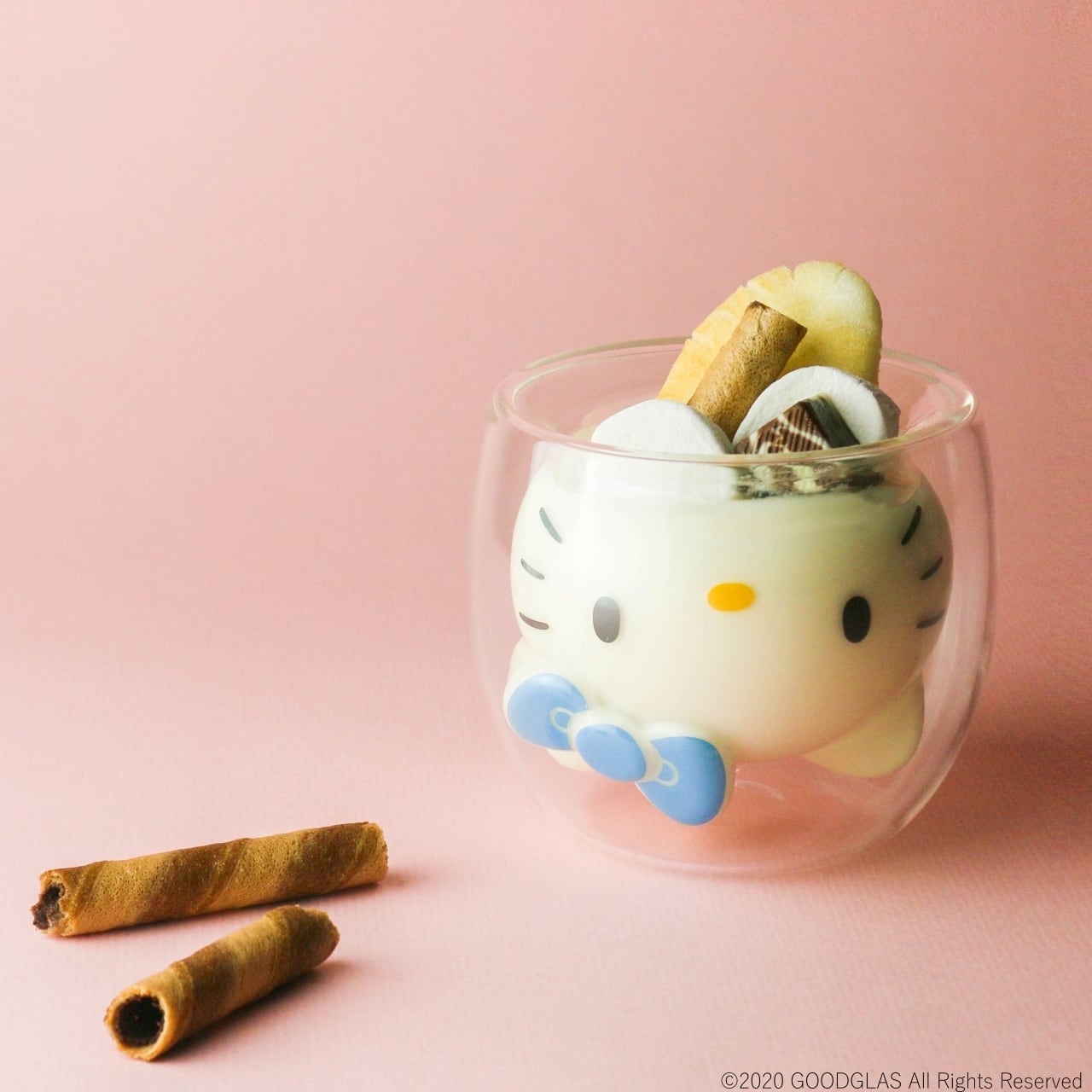 【新品】昔のハローキティ ブルー＆ゴールド陶器・グラス・小物ポケット・袋クリップ 新品】昔のハローキティ ブルー＆ゴールド陶器・グラス・小物