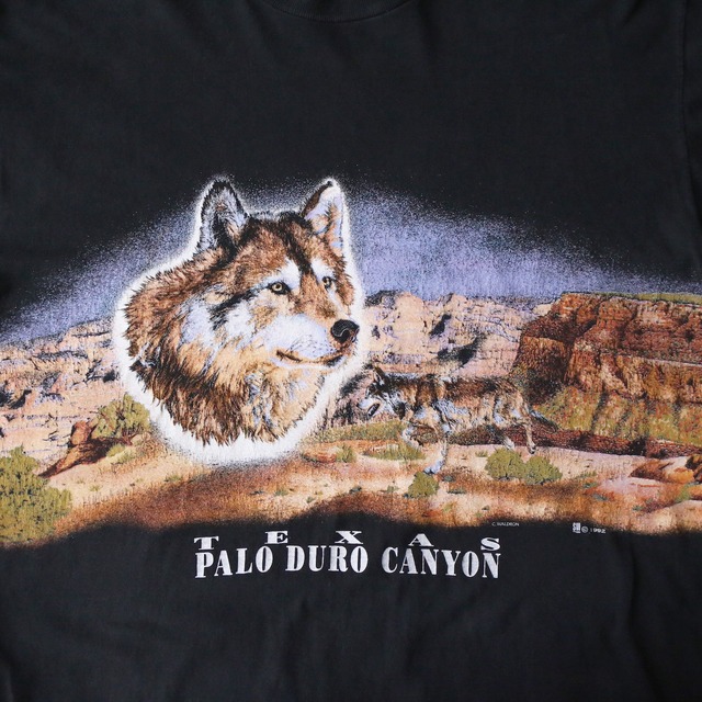 "狼" front and back print h/s big tee