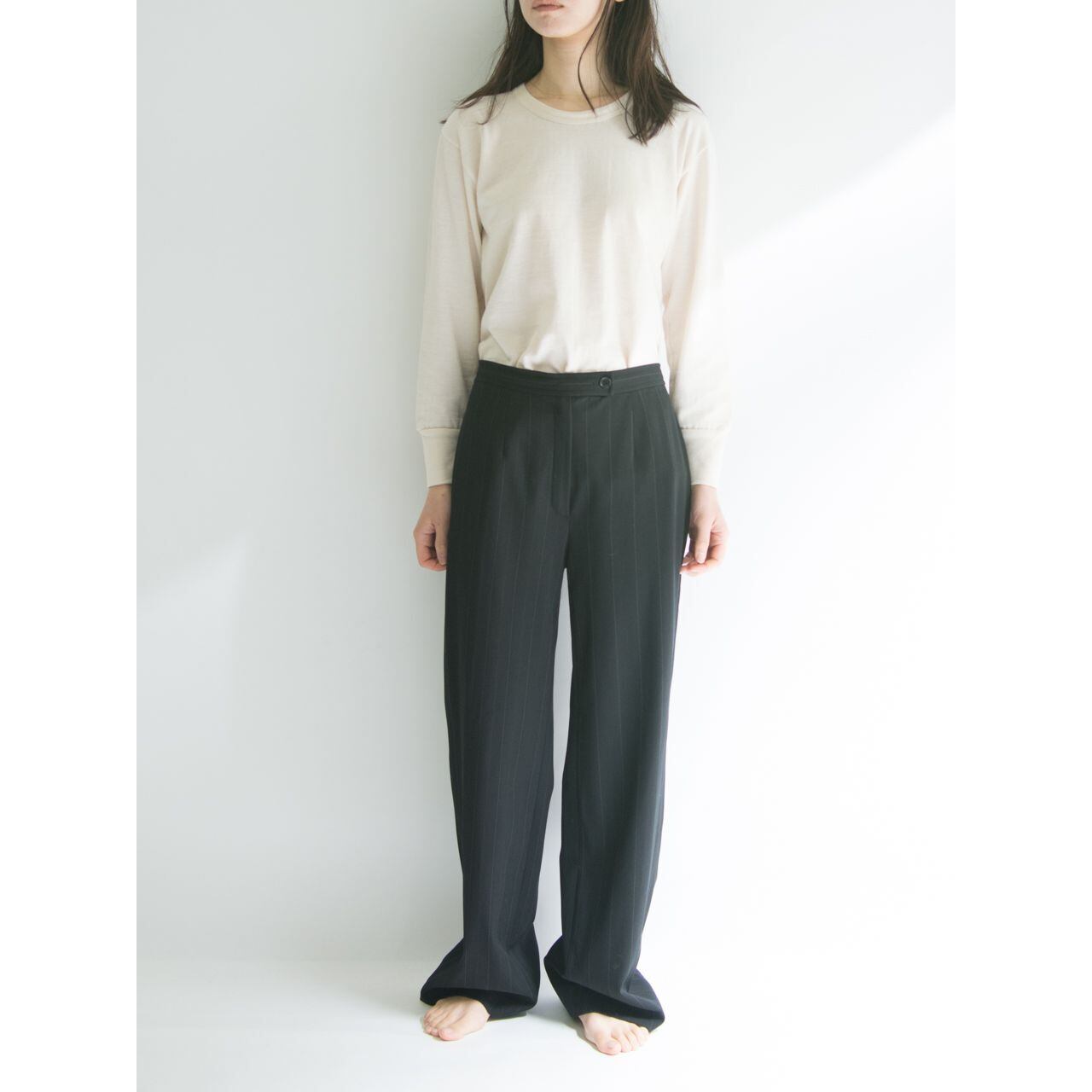 【Made in Italy】Striped wool one tuck trousers（イタリア製 1タックストライプウールスラックス）3d