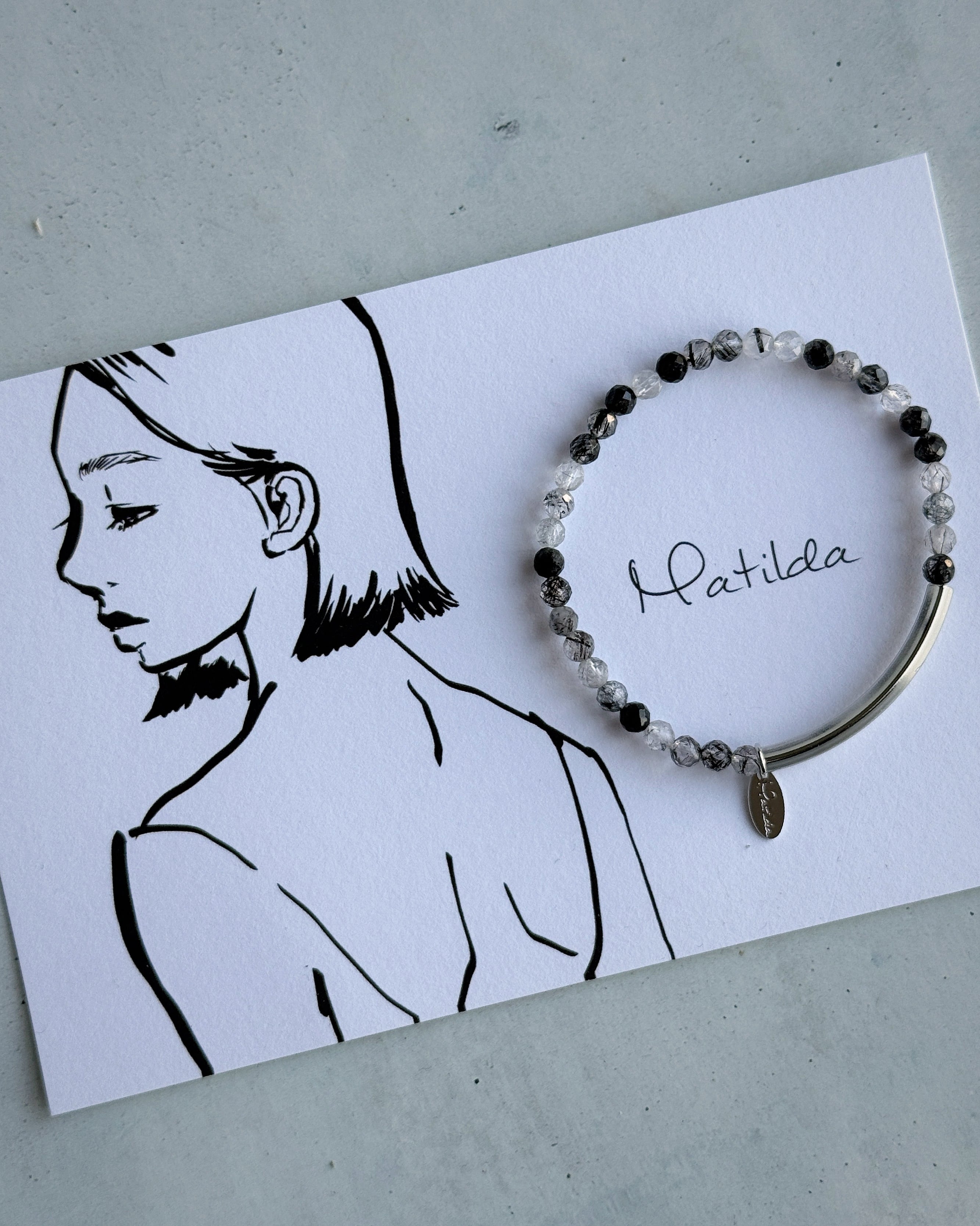 Tube & stone bracelet(ブラックトルマリンインクォーツ)
