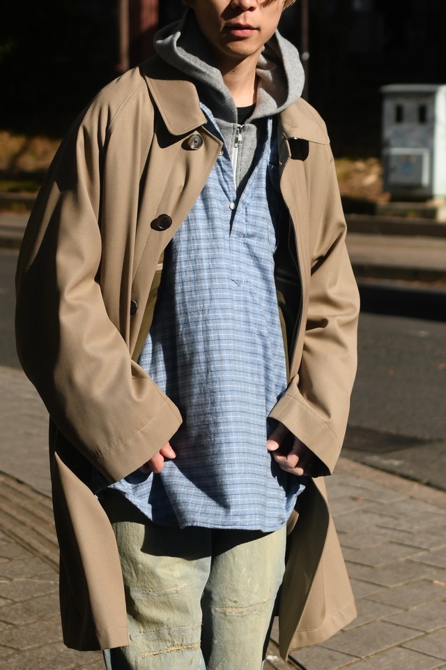 INDIVIDUALIZED SHIRTS / Ex Cotton Casemere pullover shirt (Blue graph check)