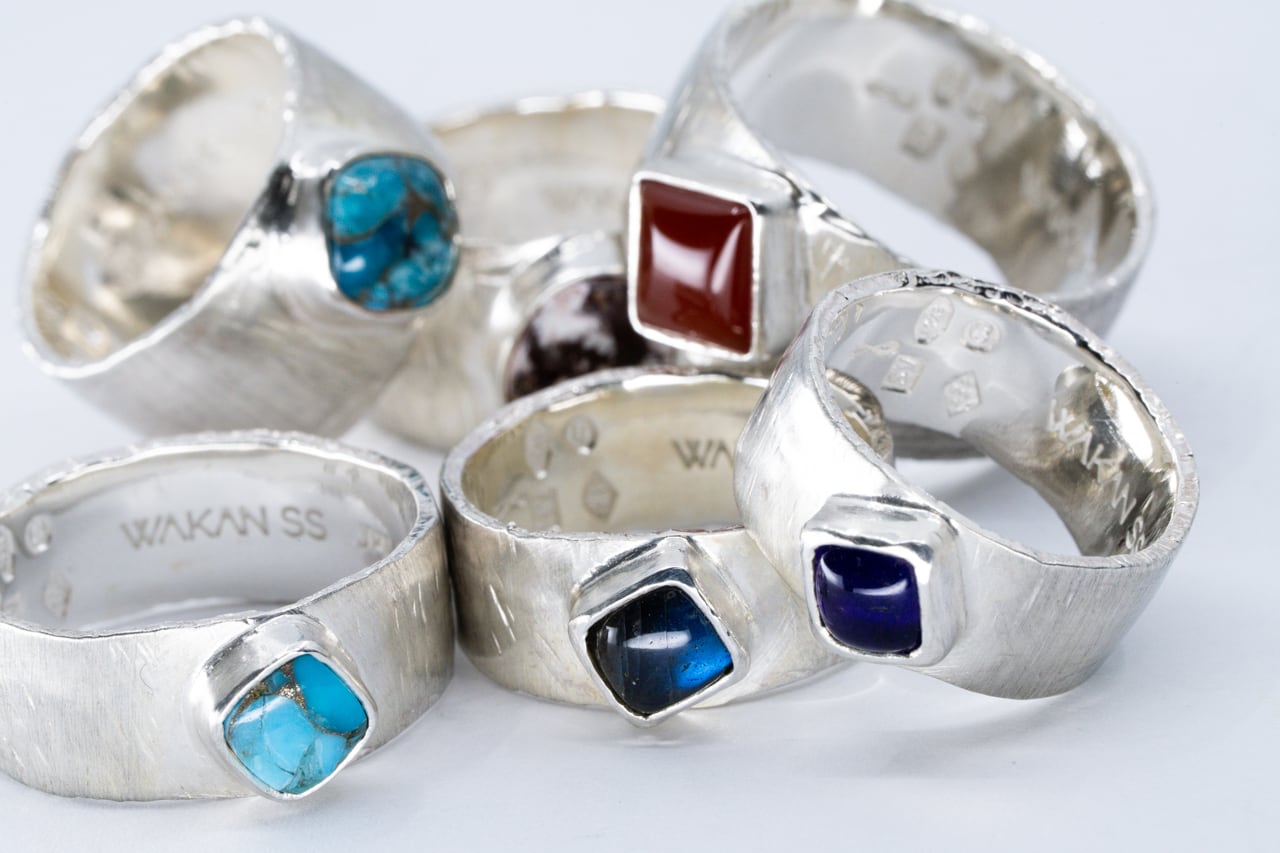 R-113 Bark Ring(M) turquoise | WAKAN SILVER SMITH online store