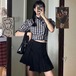 ✞ スタンダードスタンドカラースリーブチェック柄シャツブラウスパンツ スカート レトロ ✞ゴスロリ SM ミリ 甘ロリ クラロリ 和ロリ エレガント 黒ロリ 姫ロリ 華ロリ BB-BB6244562