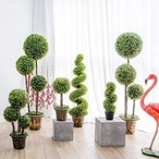 フェイクツリー幹葉 天然60cm トリプルボール 人工木製 木製合成素材 人工観葉植物 リビング寝室 フェイクグリーン大型造木 カフェ ホテル