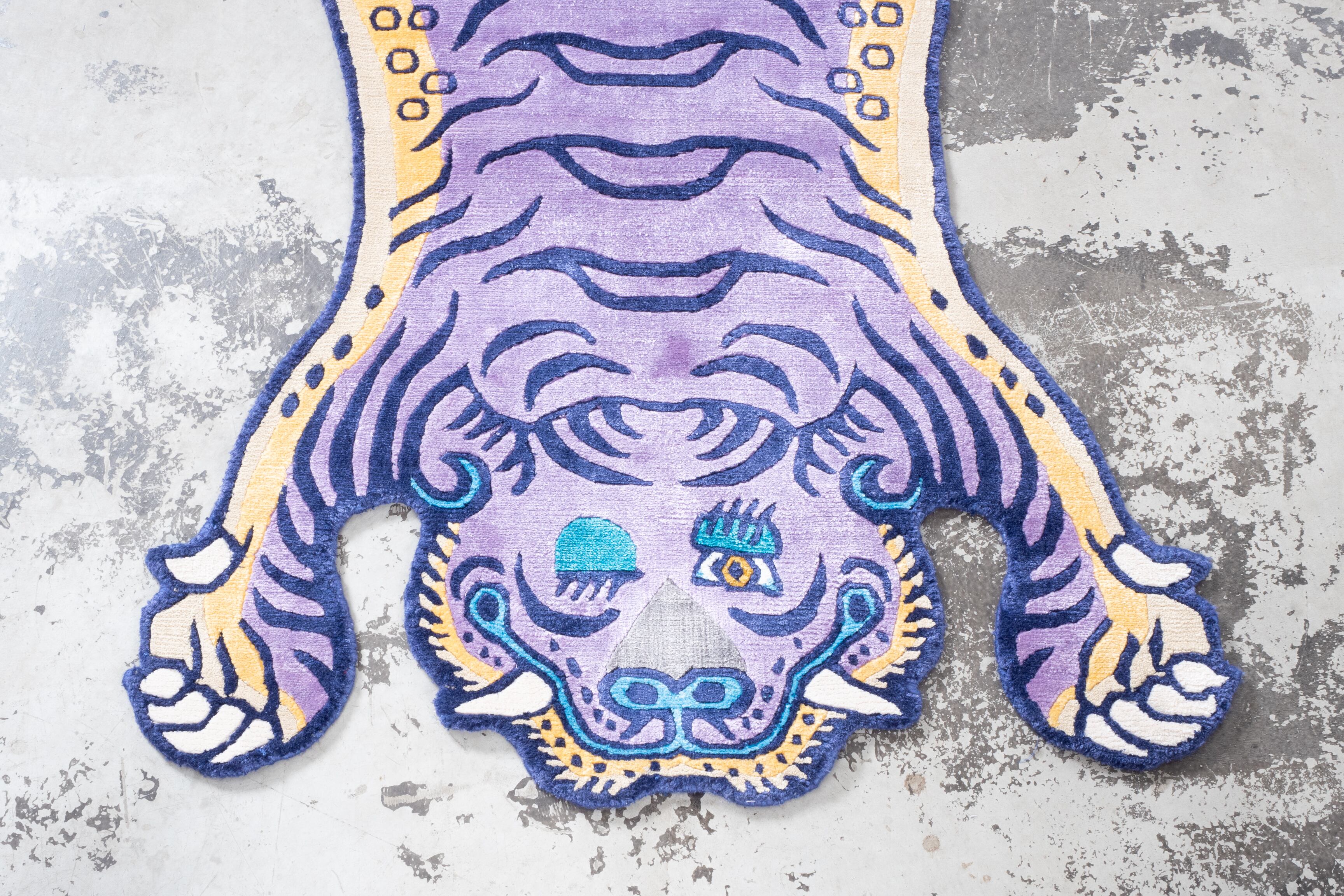 チベタンタイガーラグ Tibetan Tiger Rug 《Sサイズ•シルク・オリジナル1•パープル253
