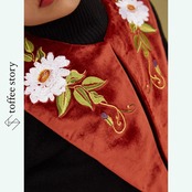 【2color】静かな実りと花咲く刺繍のベルベットケープ 《C0265》