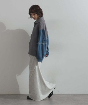HD2510024 袖デニムジップニット gray
