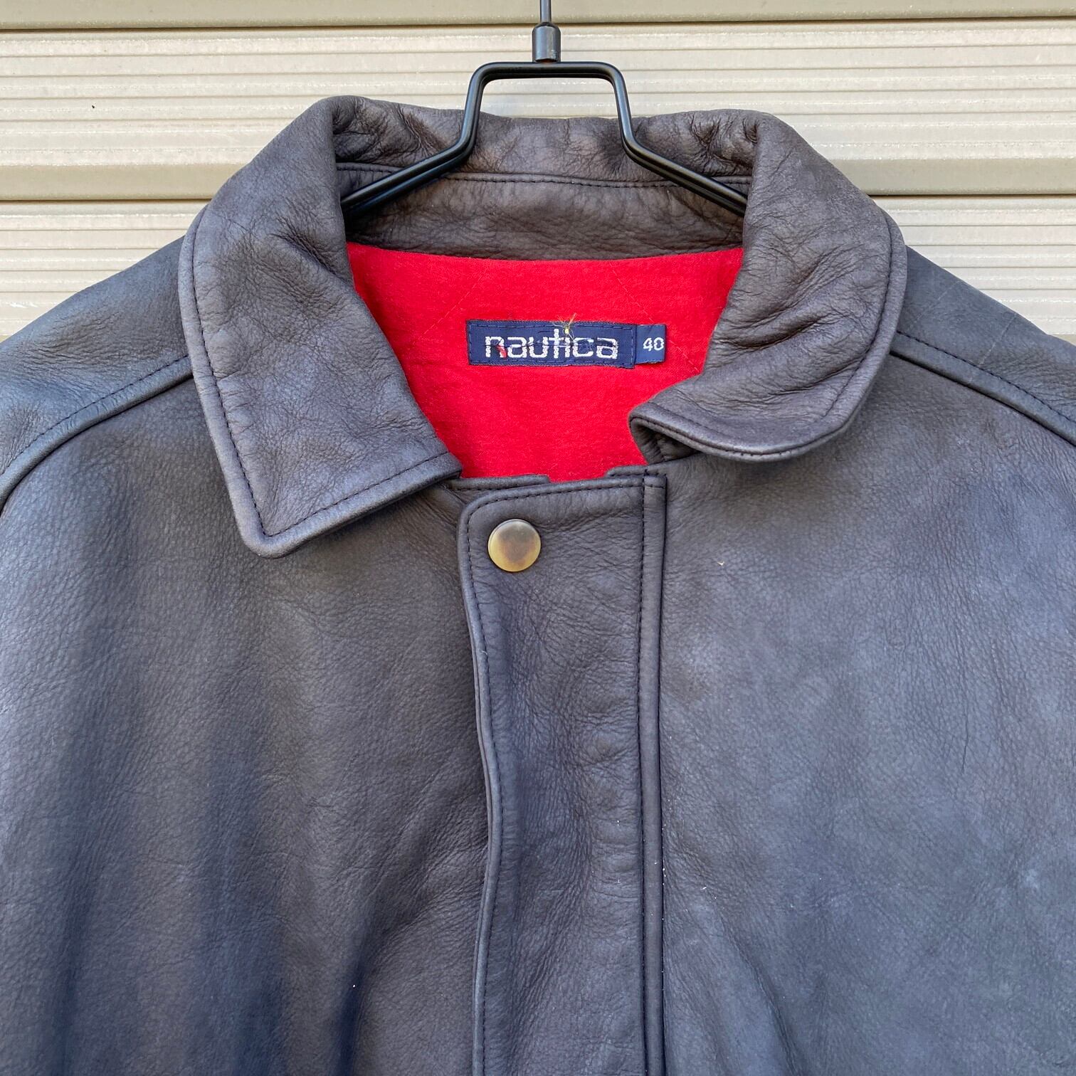 90年代 Nautica ノーティカ レザージャケット 本革 メンズXL相当 