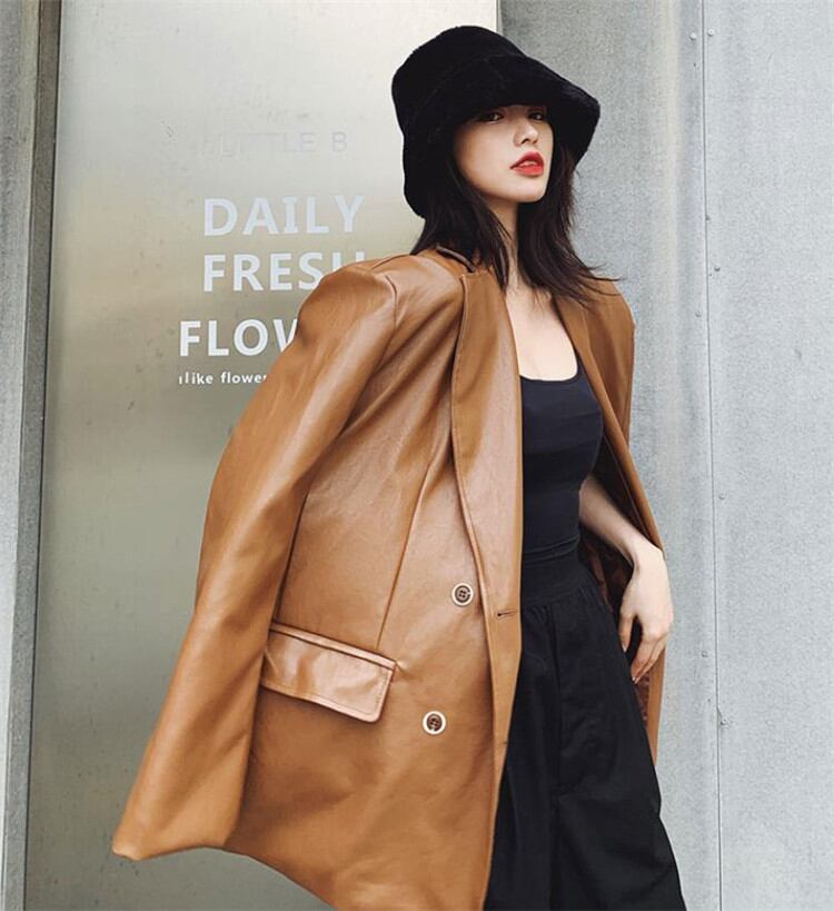 韓版 超クール BF風 気質 ゆったりする PUレザー コート 中・長セクション 高品質 おしゃれな