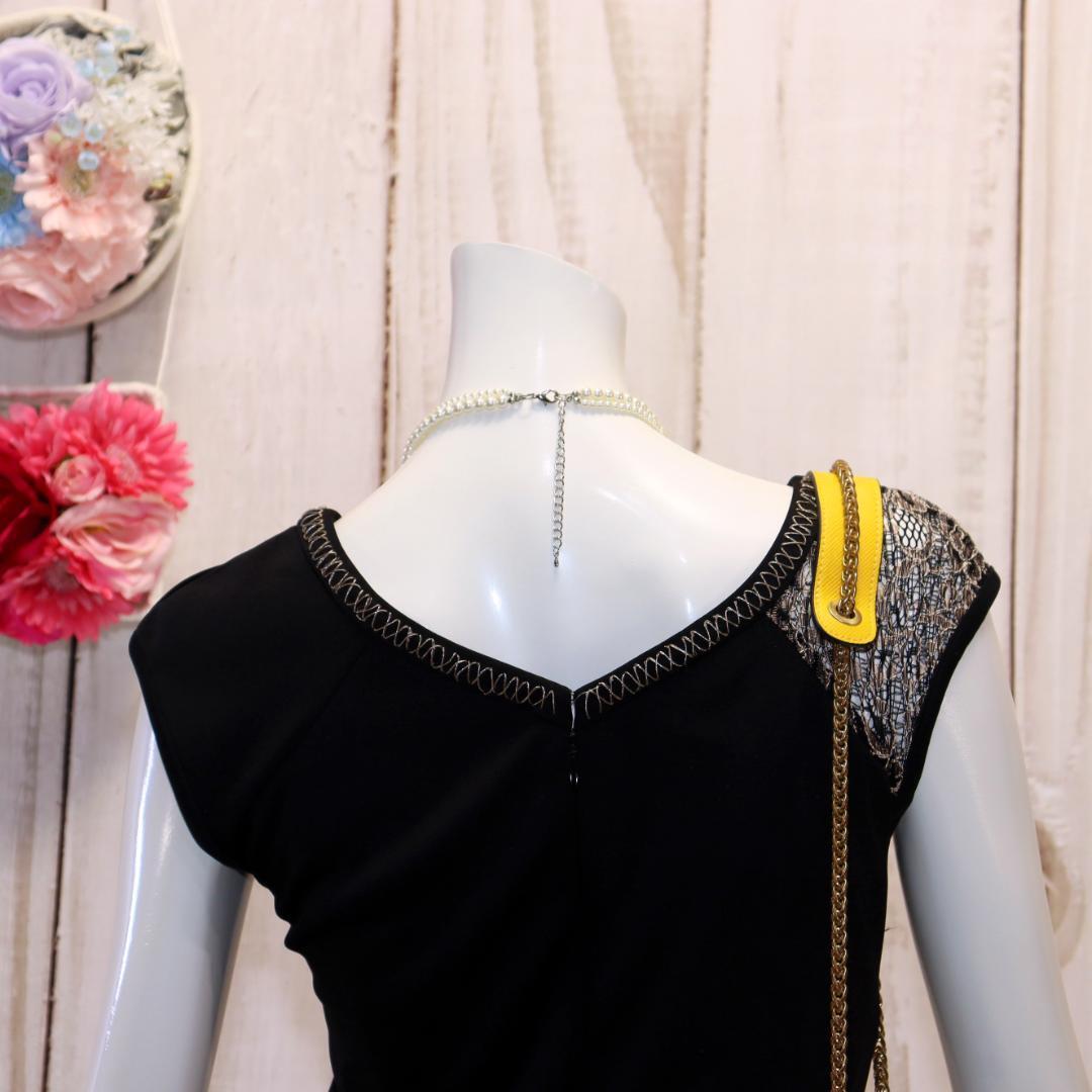 ナネットレポー レース刺繍ワンピース M 黒 バックVネック | アパレル