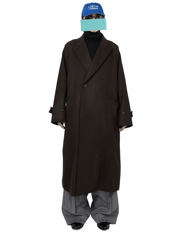 ssstein "WOOL CASHMERE OVERSIZED PEAK LAPEL CHESTER COAT〔BROWN〕"